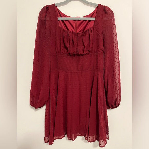 Swiss Dots Square Neckline Mini Dress - Picture 3 of 5